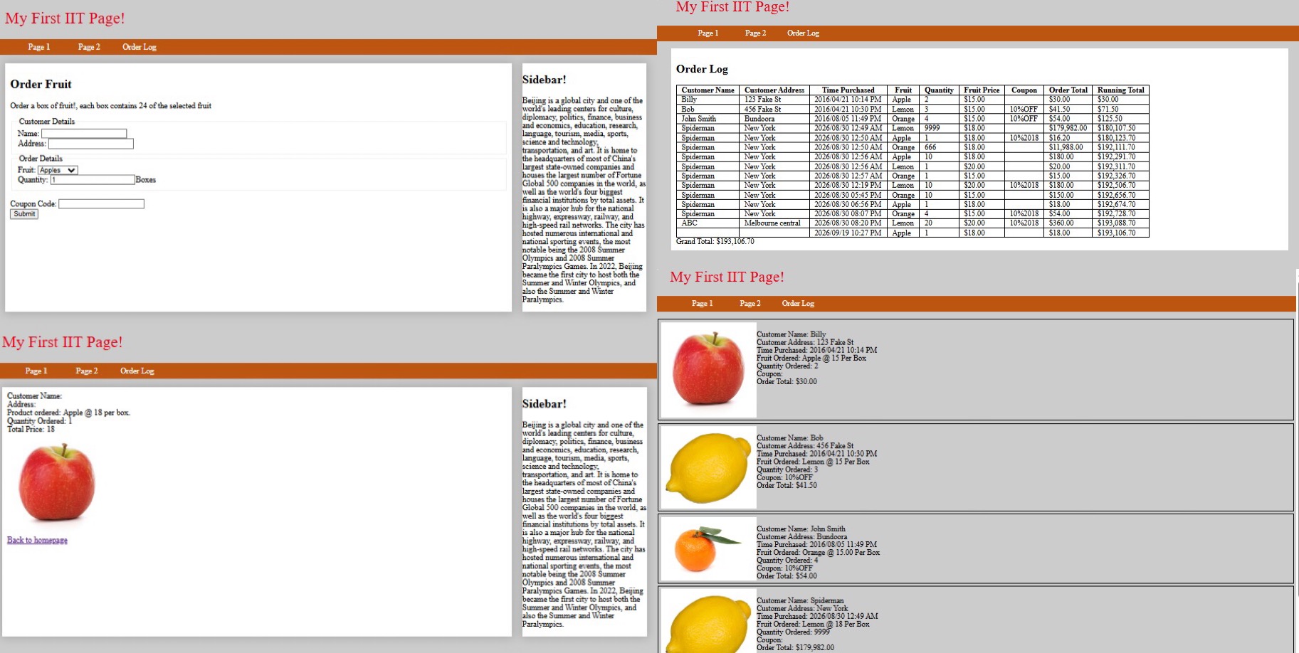 Fruit Website Page