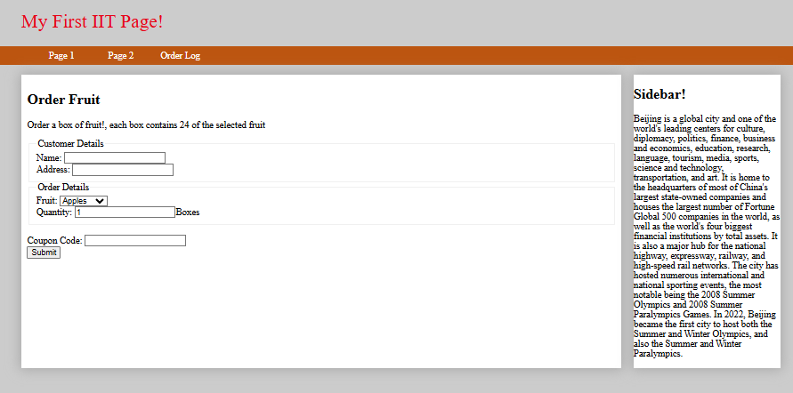 Fruit Website Page1